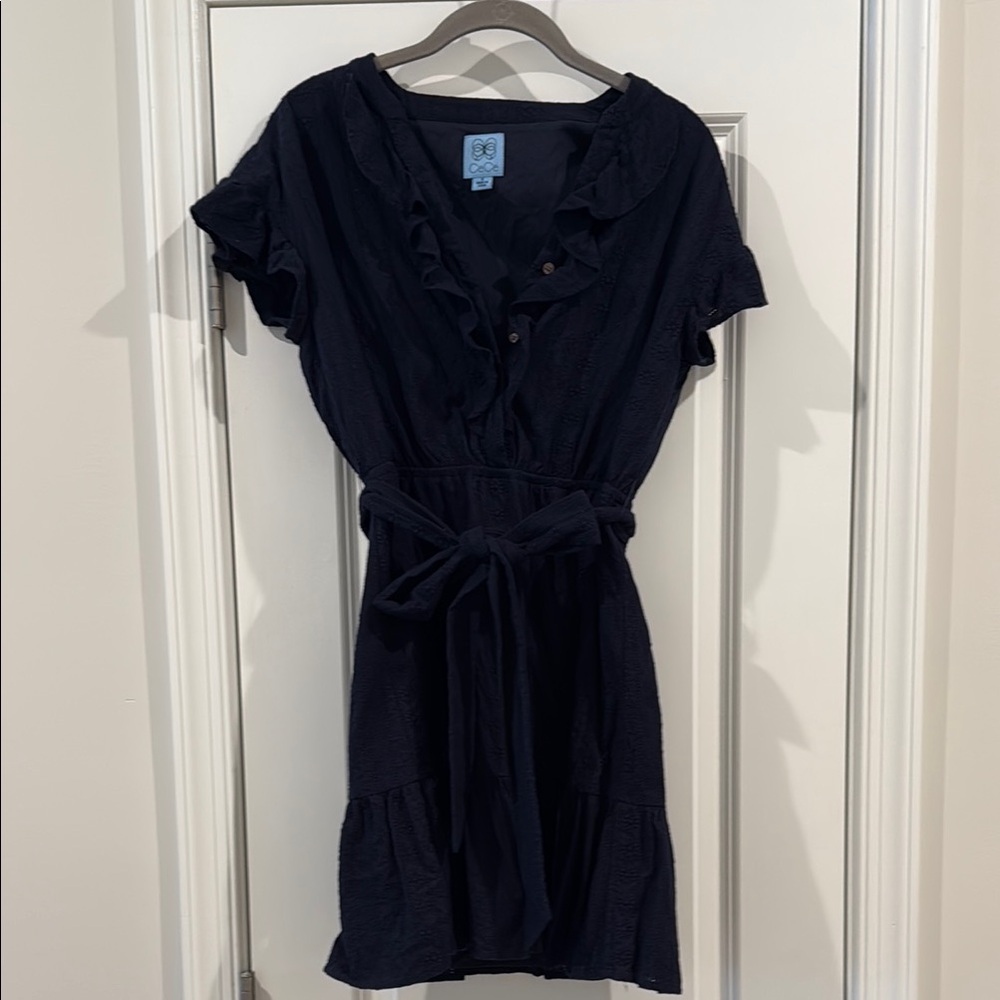 Cece Navy Eyelet Dress Small
